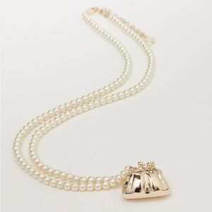 Pasticcino Elegant Gold and Pearl Bag Necklace